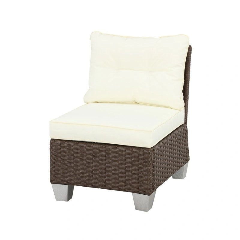 Patio Festival Wicker Loveseat Sofa with Off-White Cushions