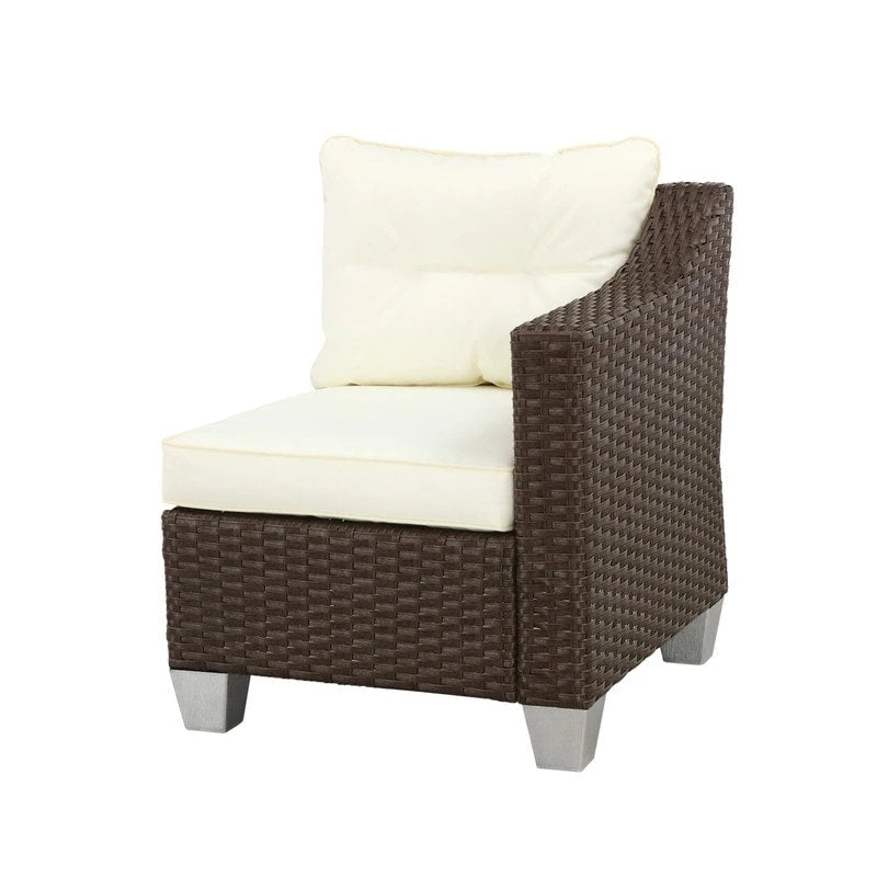 Patio Festival Wicker Loveseat Sofa with Off-White Cushions