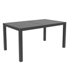 Rectangular Outdoor Patio Dining Table in Aluminum Extendable Leaf Tabletop for Porch & Backyard