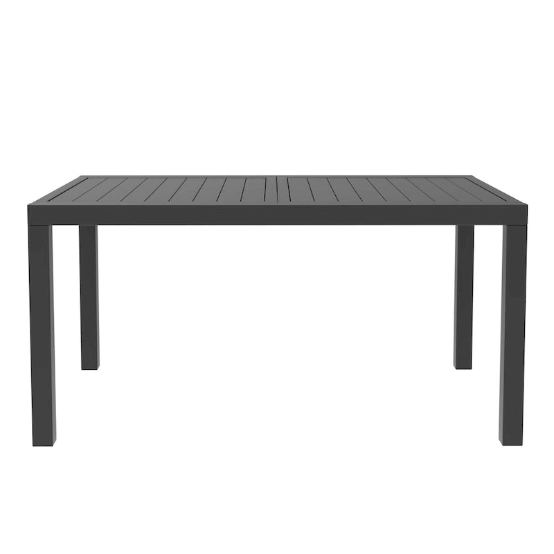 Rectangular Outdoor Patio Dining Table in Aluminum Extendable Leaf Tabletop for Porch & Backyard