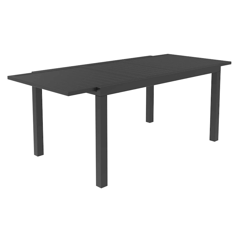 Rectangular Outdoor Patio Dining Table in Aluminum Extendable Leaf Tabletop for Porch & Backyard