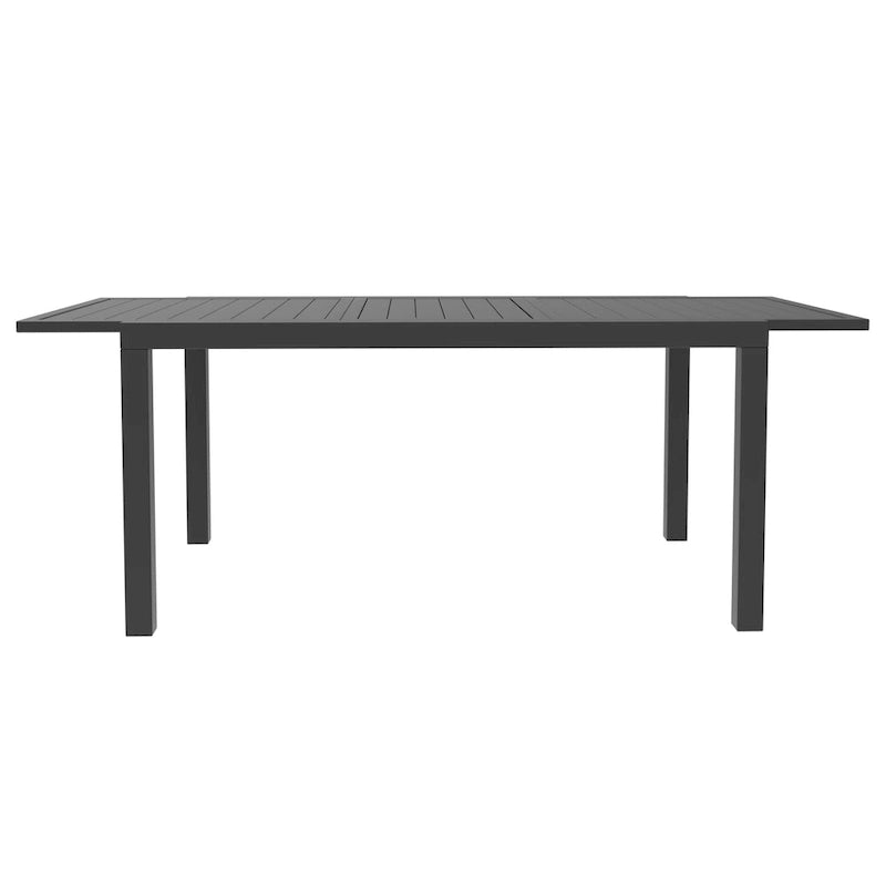 Rectangular Outdoor Patio Dining Table in Aluminum Extendable Leaf Tabletop for Porch & Backyard