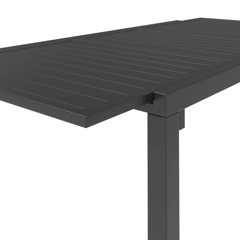 Rectangular Outdoor Patio Dining Table in Aluminum Extendable Leaf Tabletop for Porch & Backyard