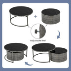 9-Piece Outdoor Patio Wicker Half-Moon Sectional Sofa Set with Nesting Coffee Table and 2 Armchair