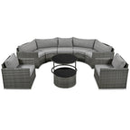 9-Piece Outdoor Patio Wicker Half-Moon Sectional Sofa Set with Nesting Coffee Table and 2 Armchair
