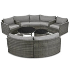 9-Piece Outdoor Patio Wicker Half-Moon Sectional Sofa Set with Nesting Coffee Table and 2 Armchair
