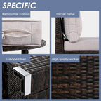 9-Piece Outdoor Patio Wicker Half-Moon Sectional Sofa Set with Nesting Coffee Table and 2 Armchair