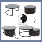 9-Piece Outdoor Patio Wicker Half-Moon Sectional Sofa Set with Nesting Coffee Table and 2 Armchair