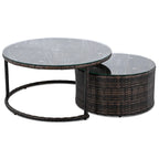 9-Piece Outdoor Patio Wicker Half-Moon Sectional Sofa Set with Nesting Coffee Table and 2 Armchair