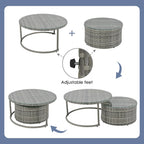 9-Piece Outdoor Patio Wicker Half-Moon Sectional Sofa Set with Nesting Coffee Table and 2 Armchair
