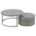 9-Piece Outdoor Patio Wicker Half-Moon Sectional Sofa Set with Nesting Coffee Table and 2 Armchair