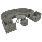 9-Piece Outdoor Patio Wicker Half-Moon Sectional Sofa Set with Nesting Coffee Table and 2 Armchair