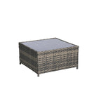 2-Pieces Outdoor Patio L-Shaped Sectional Sofa Set with Glass Coffee Table