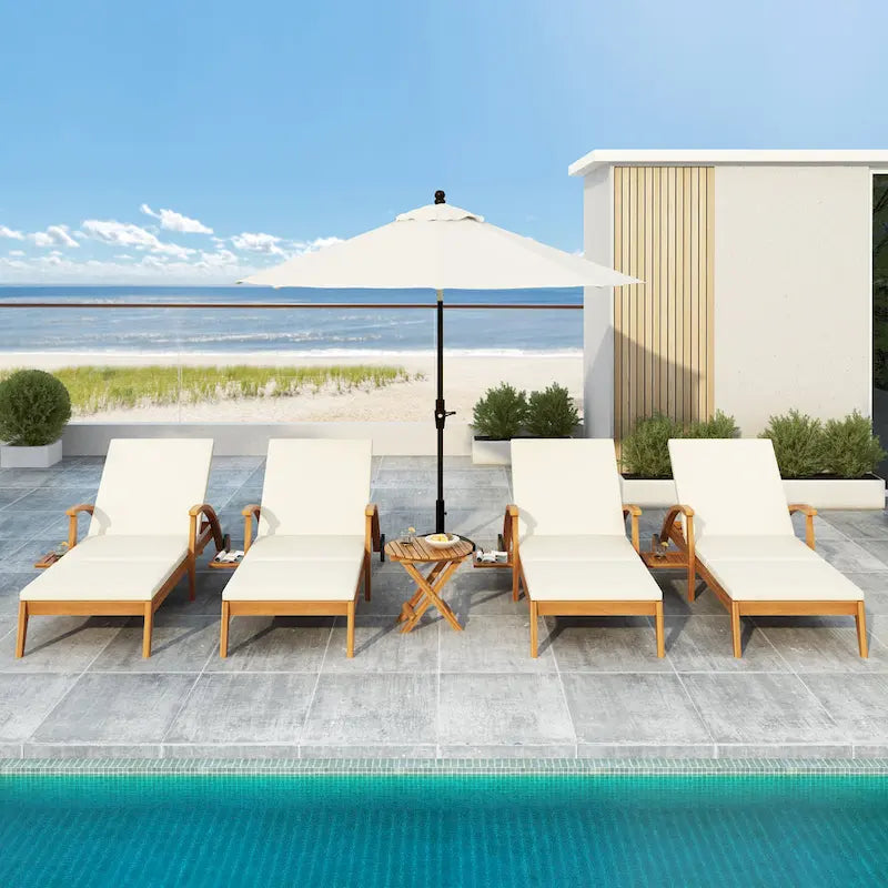 Christopher Knight Home - Azazel Acacia Wood Outdoor Chaise Lounge With Side Table Set