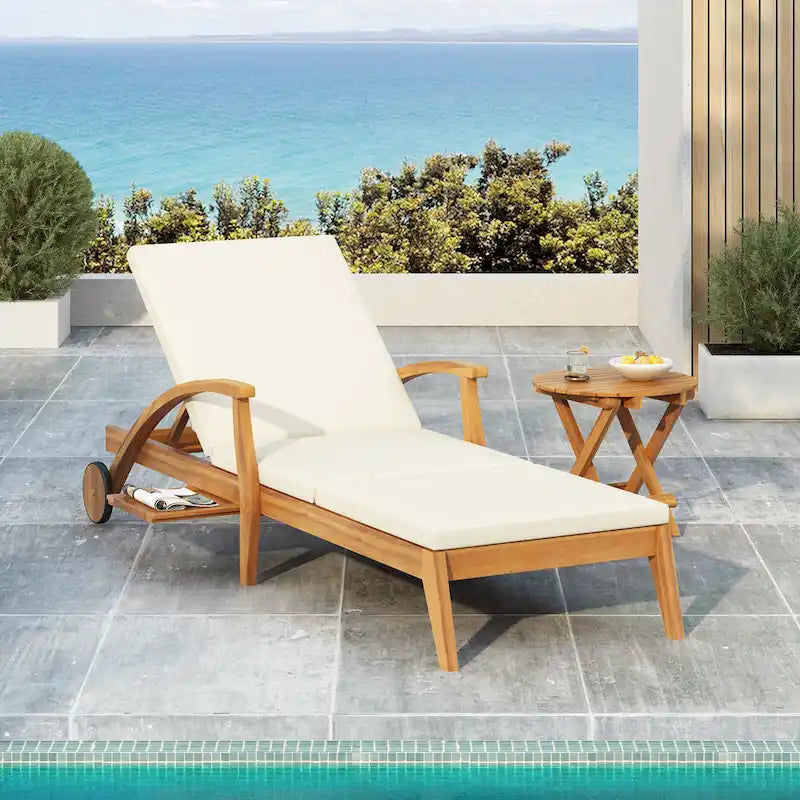 Christopher Knight Home - Azazel Acacia Wood Outdoor Chaise Lounge With Side Table Set