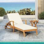 Christopher Knight Home - Azazel Acacia Wood Outdoor Chaise Lounge With Side Table Set