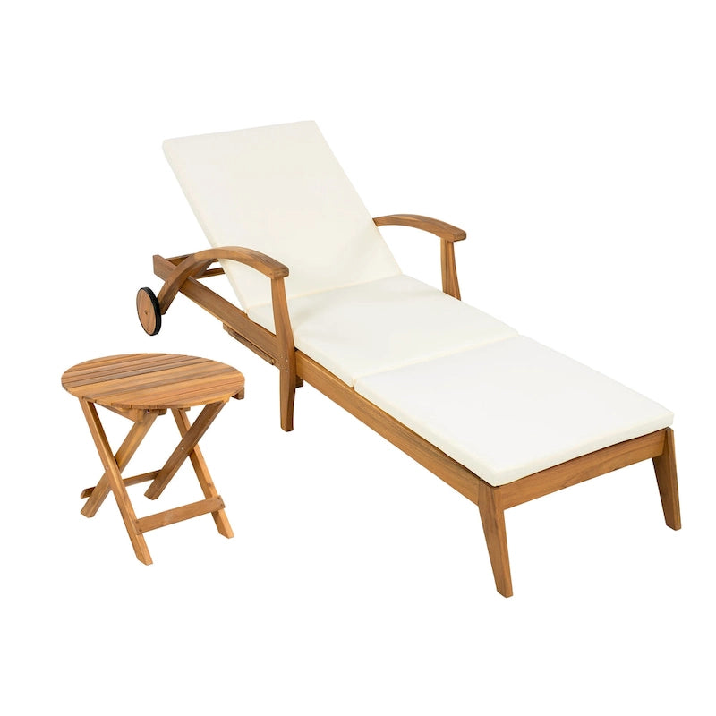 Christopher Knight Home - Azazel Acacia Wood Outdoor Chaise Lounge With Side Table Set