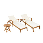 Christopher Knight Home - Azazel Acacia Wood Outdoor Chaise Lounge With Side Table Set