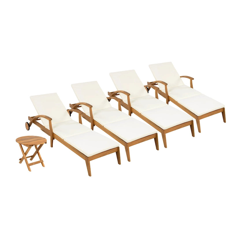 Christopher Knight Home - Azazel Acacia Wood Outdoor Chaise Lounge With Side Table Set