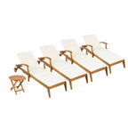 Christopher Knight Home - Azazel Acacia Wood Outdoor Chaise Lounge With Side Table Set