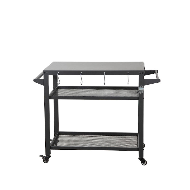 GDFStudio - Kendrick 3-Tier Outdoor Grill Table with Rolling Wheels and Multifunctional Prep Surface