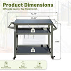 GDFStudio - Kendrick 3-Tier Outdoor Grill Table with Rolling Wheels and Multifunctional Prep Surface