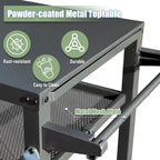 GDFStudio - Kendrick 3-Tier Outdoor Grill Table with Rolling Wheels and Multifunctional Prep Surface