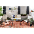 SAFAVIEH Outdoor Yuridia 4 Piece Living Set - Brown / White - 50W x 27D x 28H