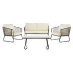 SAFAVIEH Outdoor Yuridia 4 Piece Living Set - Brown / White - 50W x 27D x 28H