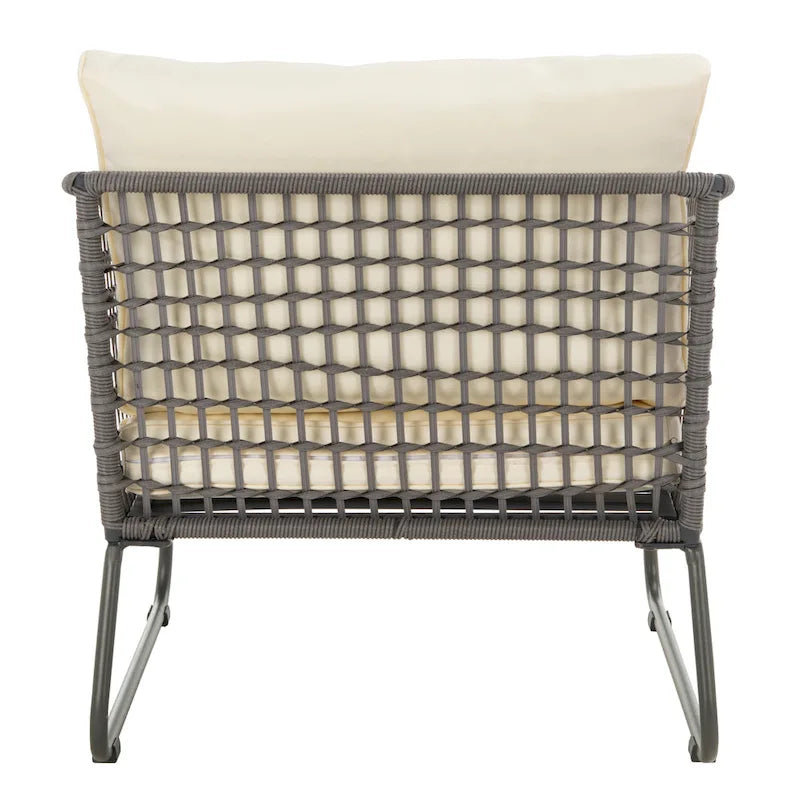 SAFAVIEH Outdoor Yuridia 4 Piece Living Set - Brown / White - 50W x 27D x 28H