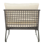SAFAVIEH Outdoor Yuridia 4 Piece Living Set - Brown / White - 50W x 27D x 28H