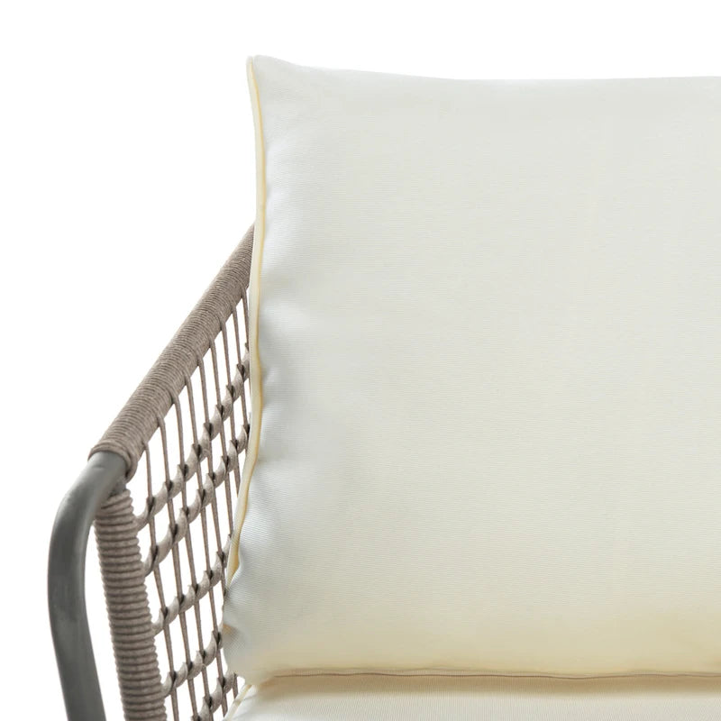 SAFAVIEH Outdoor Yuridia 4 Piece Living Set - Brown / White - 50W x 27D x 28H