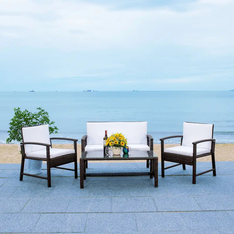 SAFAVIEH Outdoor Diya 4-Piece Patio Set - 43W x 31D x 26H