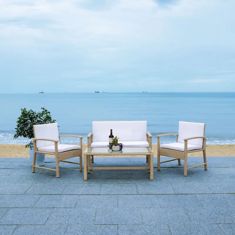 SAFAVIEH Outdoor Diya 4-Piece Patio Set - 43W x 31D x 26H