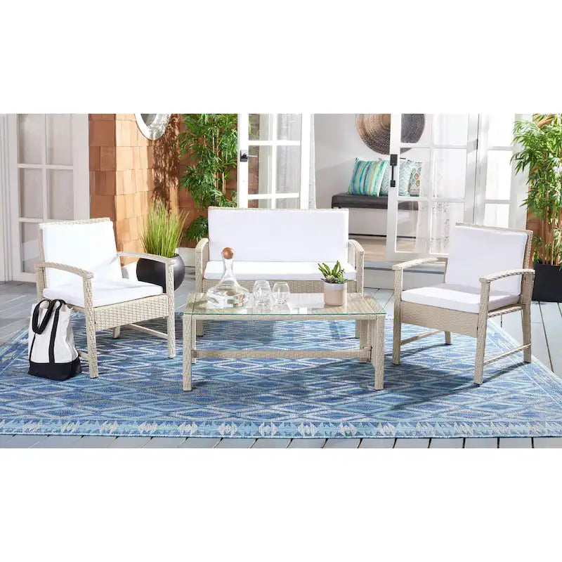 SAFAVIEH Outdoor Diya 4-Piece Patio Set - 43W x 31D x 26H