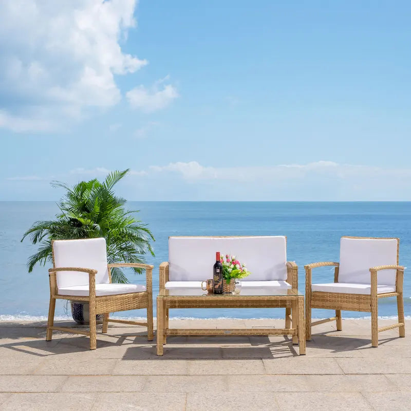 SAFAVIEH Outdoor Diya 4-Piece Patio Set - 43W x 31D x 26H