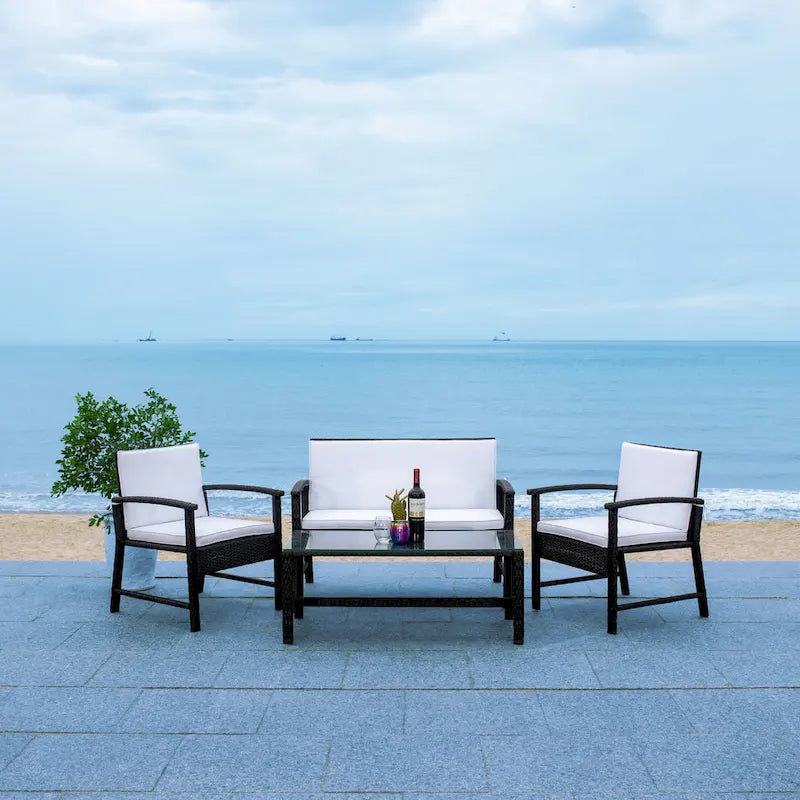 SAFAVIEH Outdoor Diya 4-Piece Patio Set - 43W x 31D x 26H