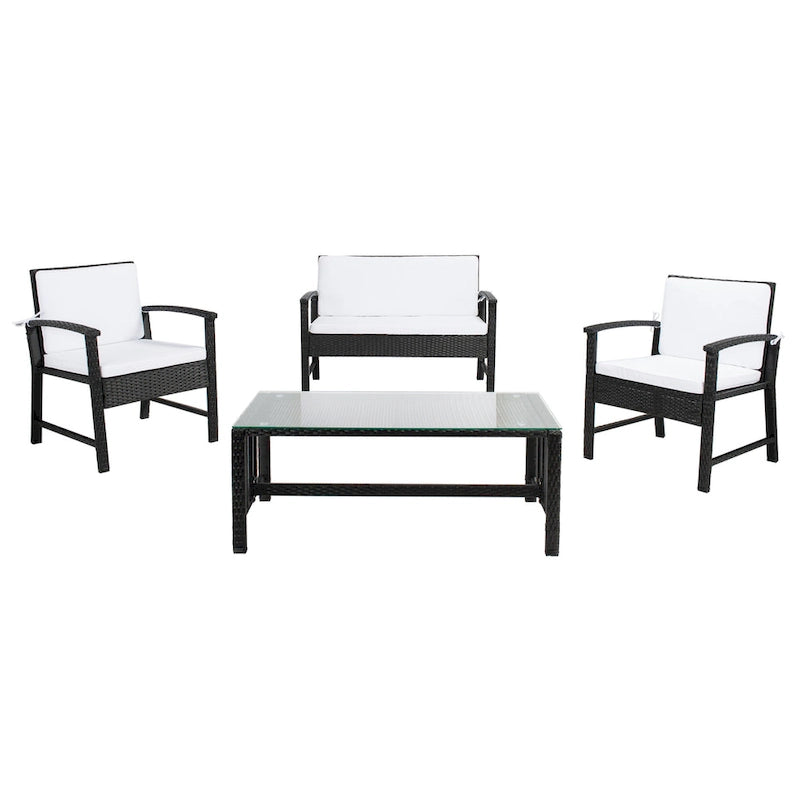 SAFAVIEH Outdoor Diya 4-Piece Patio Set - 43W x 31D x 26H