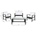 SAFAVIEH Outdoor Diya 4-Piece Patio Set - 43W x 31D x 26H