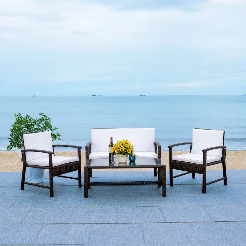 SAFAVIEH Outdoor Diya 4-Piece Patio Set - 43W x 31D x 26H