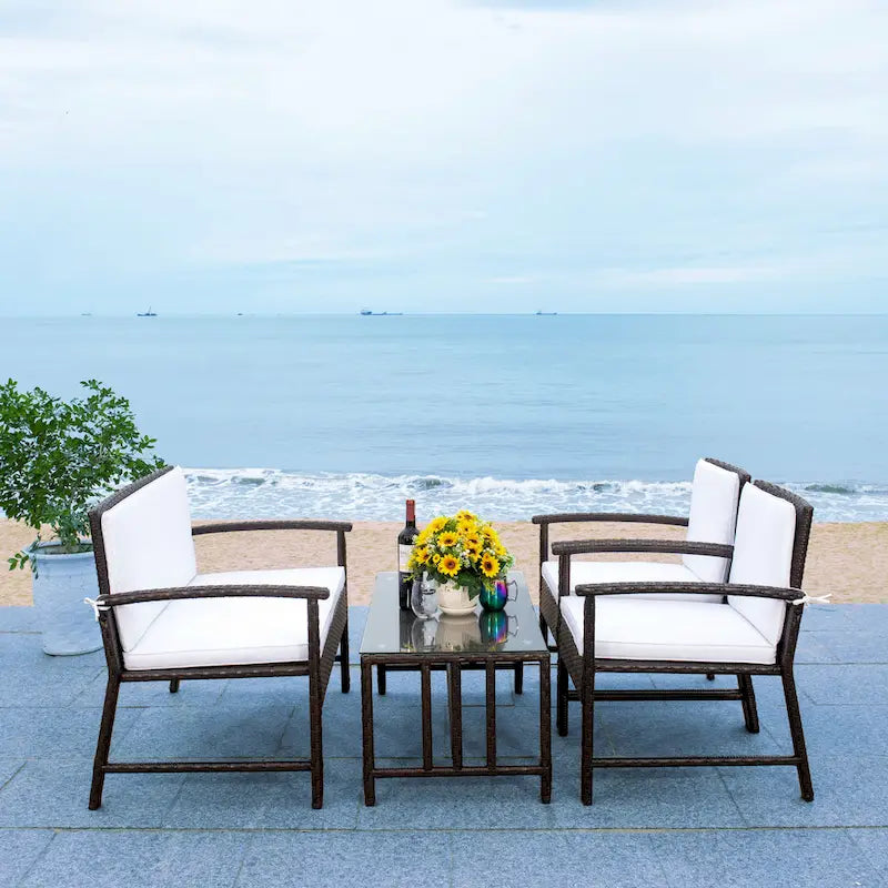 SAFAVIEH Outdoor Diya 4-Piece Patio Set - 43W x 31D x 26H