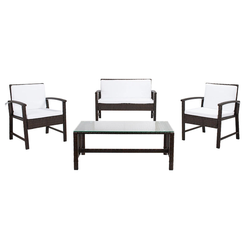 SAFAVIEH Outdoor Diya 4-Piece Patio Set - 43W x 31D x 26H