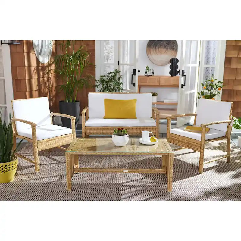 SAFAVIEH Outdoor Diya 4-Piece Patio Set - 43W x 31D x 26H
