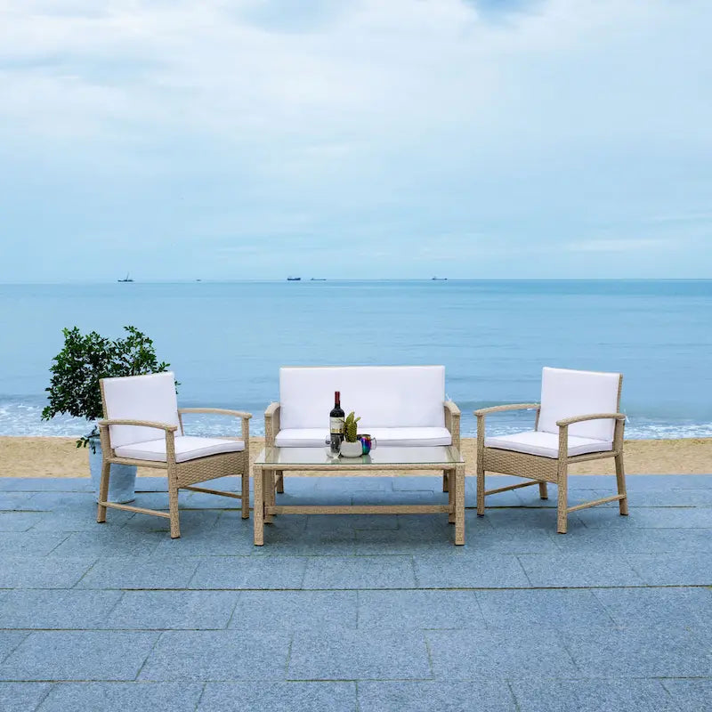 SAFAVIEH Outdoor Diya 4-Piece Patio Set - 43W x 31D x 26H