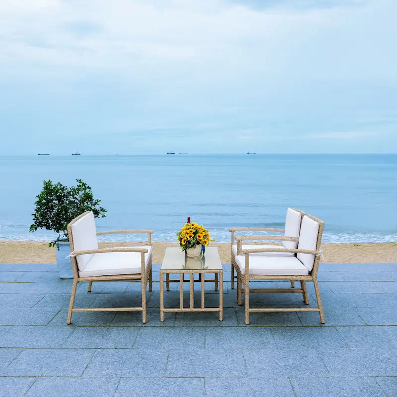 SAFAVIEH Outdoor Diya 4-Piece Patio Set - 43W x 31D x 26H