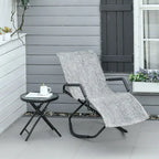 Outsunny Garden Rocking Sun Lounger Outdoor Zero-gravity Folding Reclining Rocker Lounge Chair for Sunbathing