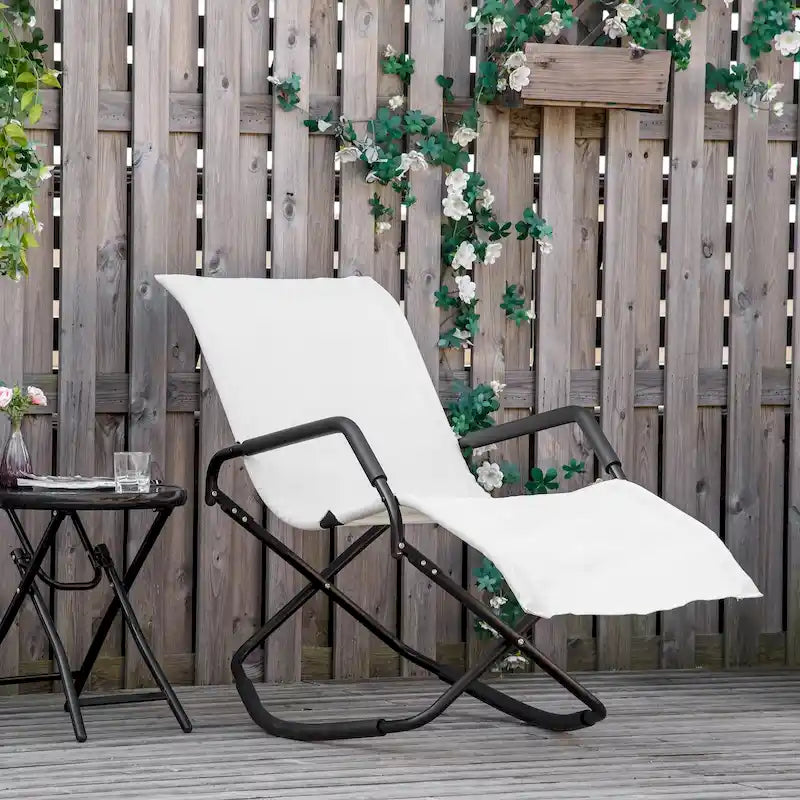 Outsunny Garden Rocking Sun Lounger Outdoor Zero-gravity Folding Reclining Rocker Lounge Chair for Sunbathing