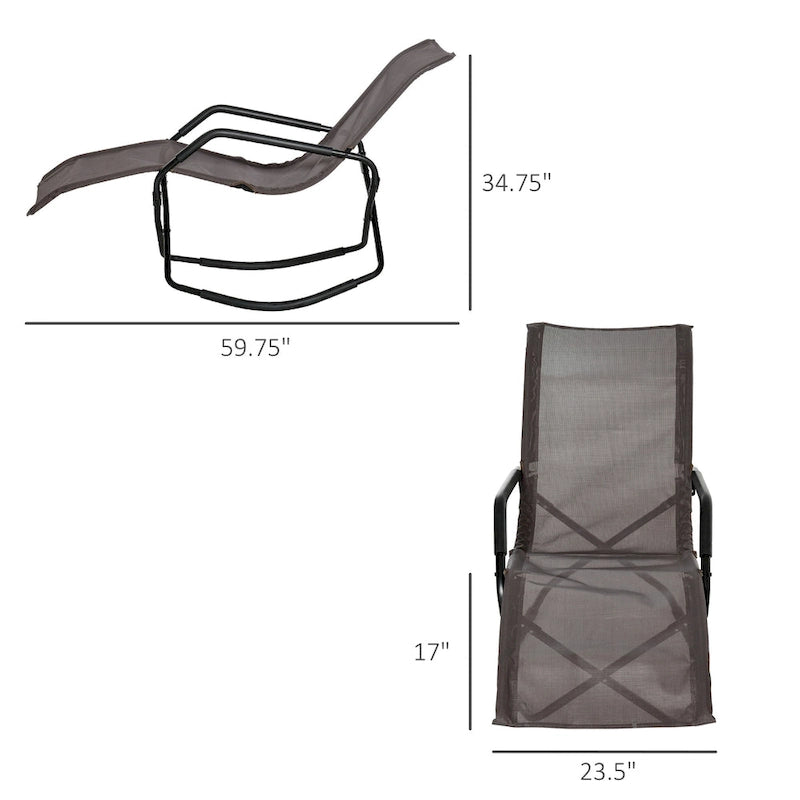 Outsunny Garden Rocking Sun Lounger Outdoor Zero-gravity Folding Reclining Rocker Lounge Chair for Sunbathing