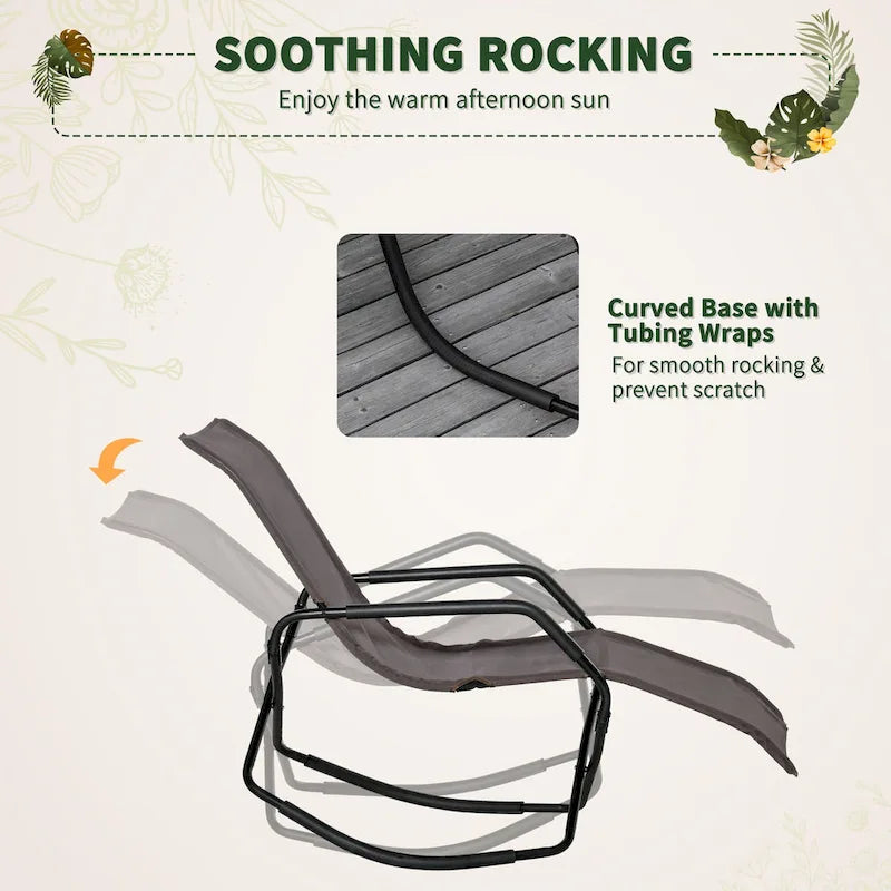 Outsunny Garden Rocking Sun Lounger Outdoor Zero-gravity Folding Reclining Rocker Lounge Chair for Sunbathing