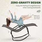 Outsunny Garden Rocking Sun Lounger Outdoor Zero-gravity Folding Reclining Rocker Lounge Chair for Sunbathing